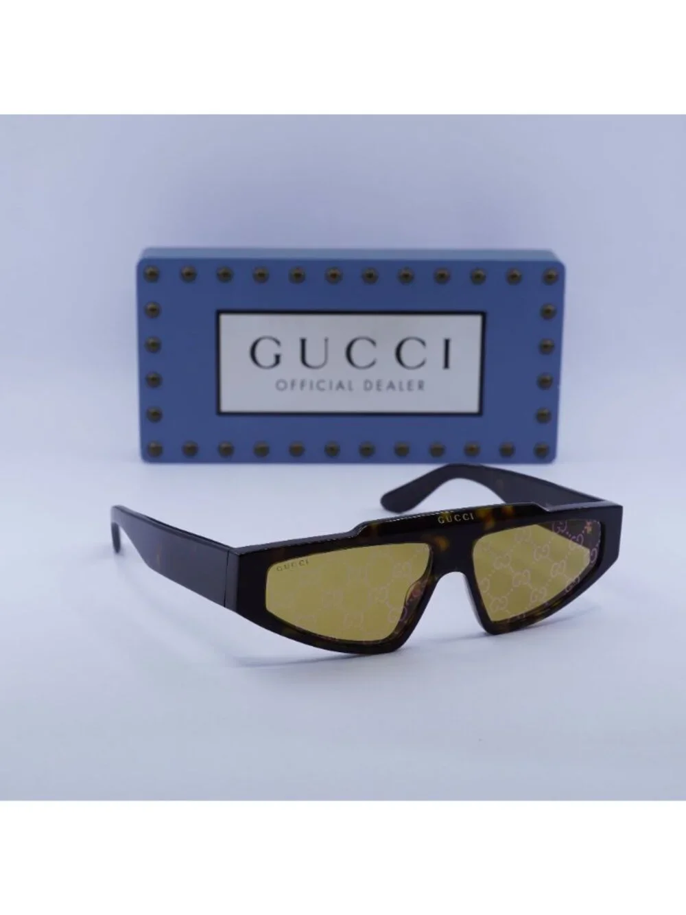 Gucci GG1591S 002 Browline Sunglasses - Havana / Yellow